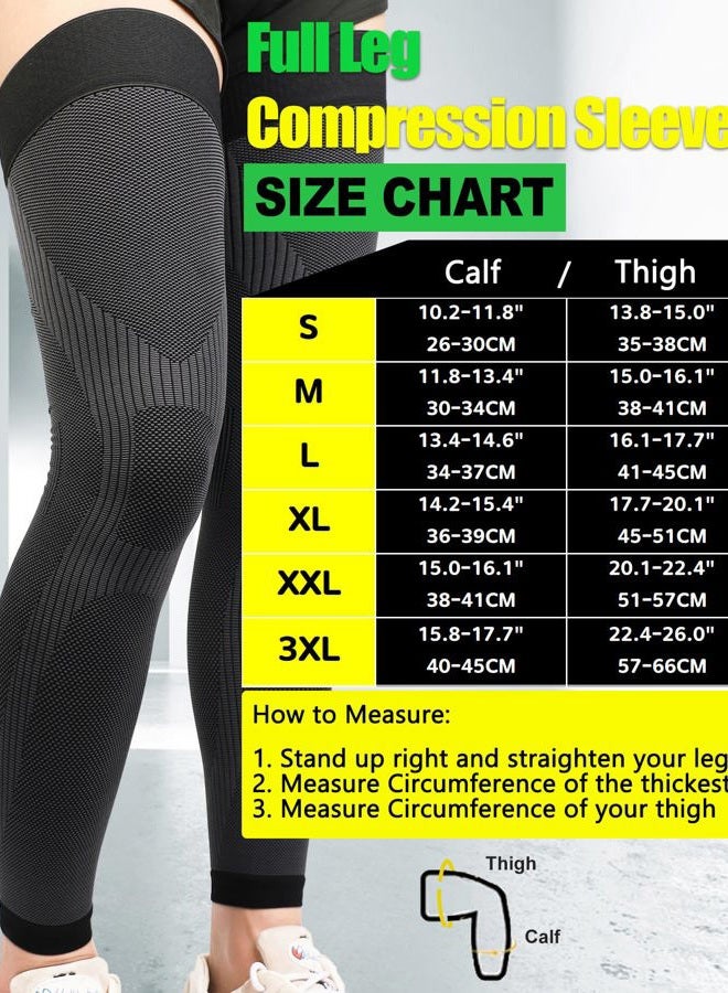 KEKING ® Full Leg Compression Sleeves, Unisex, Thigh High Compression Stocking 20-30mmHg Graduated Support for Thigh Calf Knee, Running, Basketball, Reduce Varicose Veins and Swelling, Pair, Black XXL - Image 2