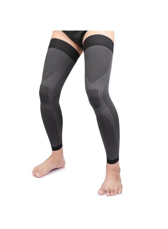 KEKING ® Full Leg Compression Sleeves, Unisex, Thigh High Compression Stocking 20-30mmHg Graduated Support for Thigh Calf Knee, Running, Basketball, Reduce Varicose Veins and Swelling, Pair, Black XXL - Image 1