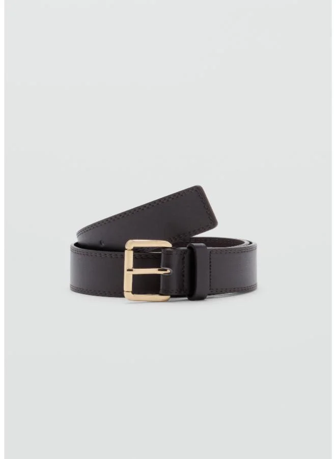 Wide Faux Leather Belt With Metal Buckle