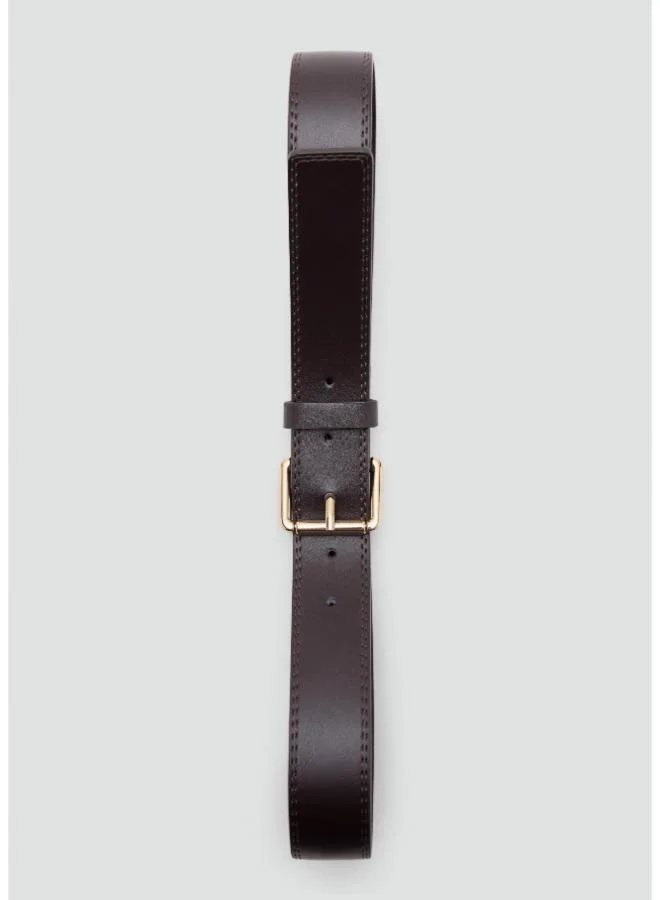 Mango 32-CHOCOLATE Wide Faux Leather Belt With Metal Buckle for Women | Best Price UAE