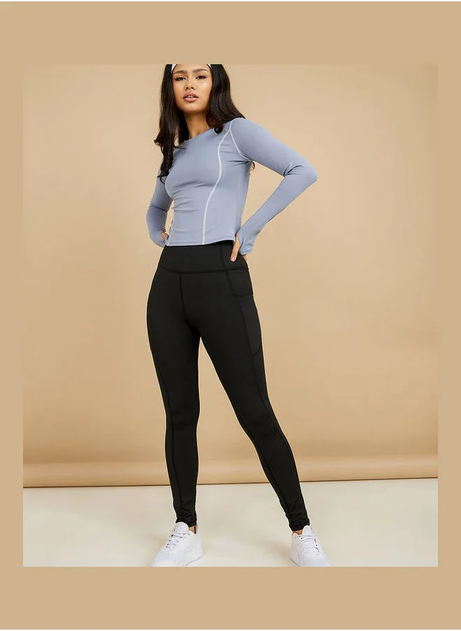 Styli Stitch Detail Long Sleeves Activewear Top