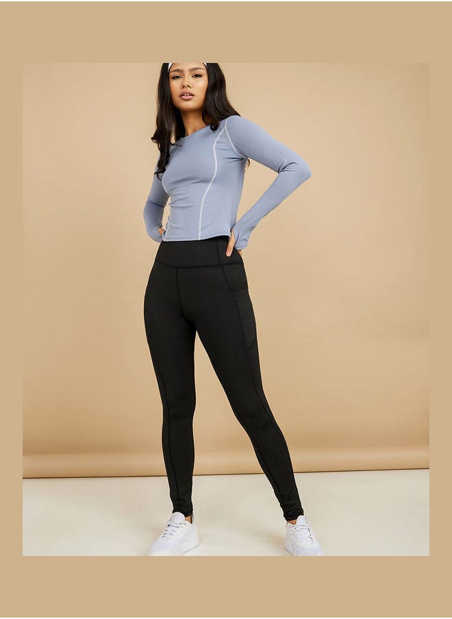 Styli Stitch Detail Long Sleeves Activewear Top  - Image 2