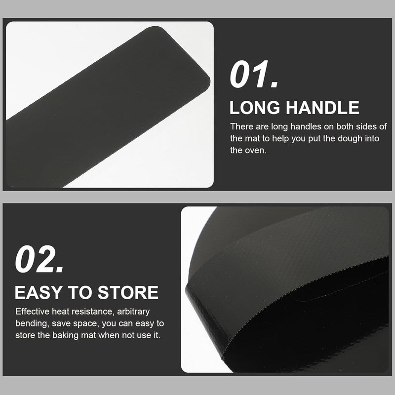 TIDTALEO 2pcs Black Silicone Baking Mat with Long Handles, Non-stick Oven Mat and Bread Sling for High Temperature Resistant Dutch Oven Baking - Image 5