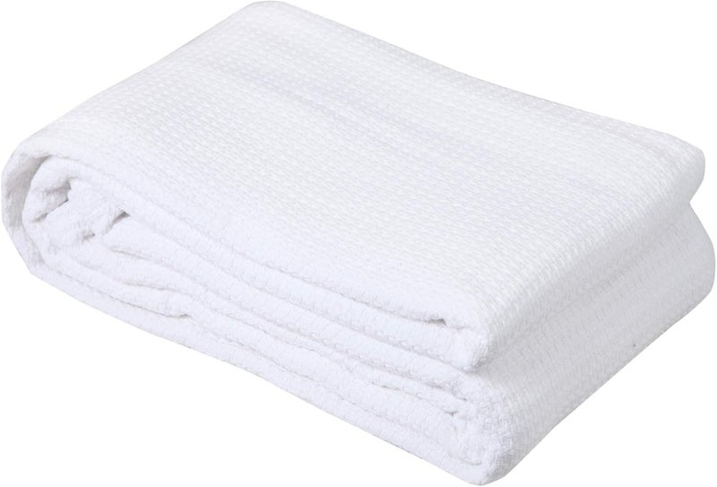 DOLLCENT 100% Cotton California King Size Blanket for Bed, Premium Combed Lightweight Blankets, Washed Breathable Cozy Throw Blanket, White Cal King Cotton Blankets for All Season: White (102"x108") - Image 2