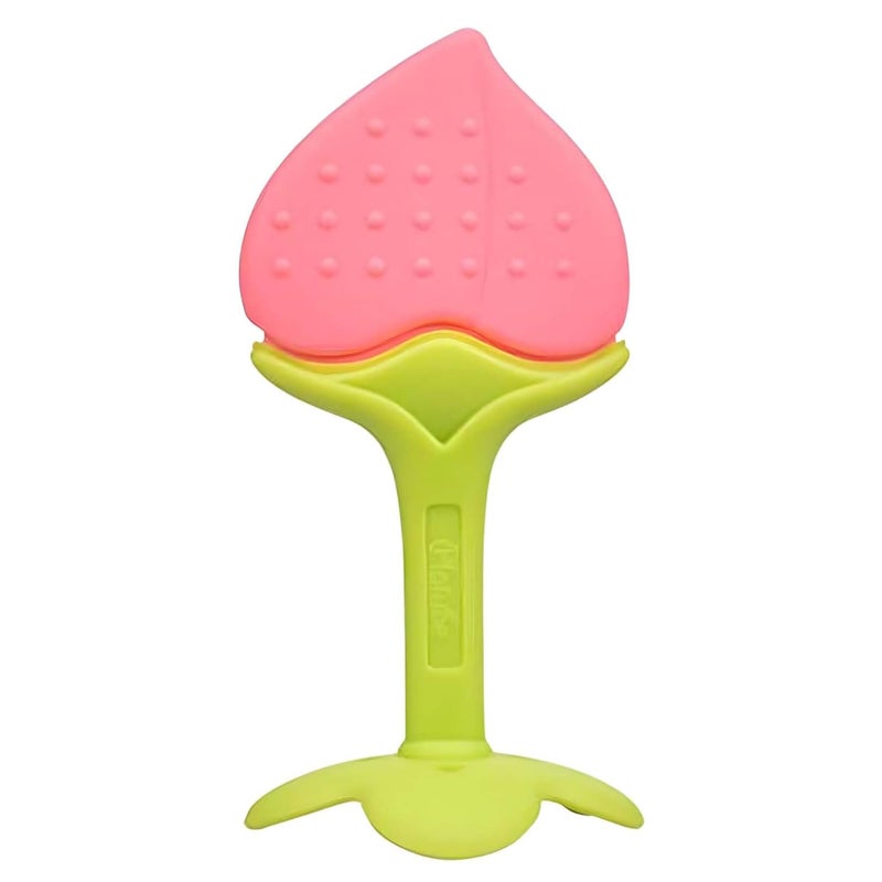 BTfash Baby Tree and Fruits Shape Teether Teething | Natural Organic Freezer Safe for Newborn Infant, Babies | Silicone BPA Free | Gum Pain Relief 3D Soother Set (Pack of 1, Peach) - Image 1