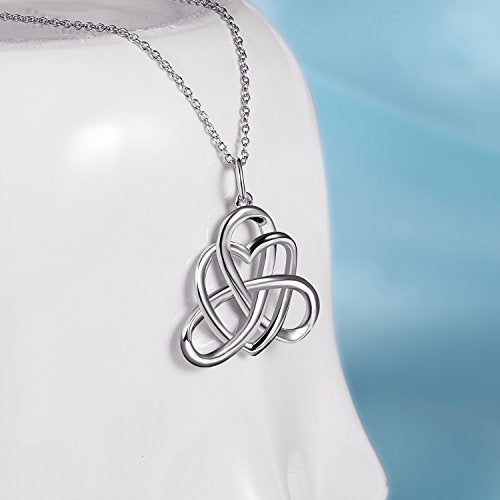DAOCHONG 925 Sterling Silver Good Luck Irish Heart with Triangle Celtic Knot Vintage Pendant Necklace, Rolo Chain 18" - Image 5
