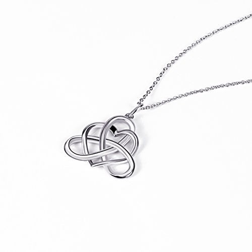 DAOCHONG 925 Sterling Silver Good Luck Irish Heart with Triangle Celtic Knot Vintage Pendant Necklace, Rolo Chain 18" - Image 3