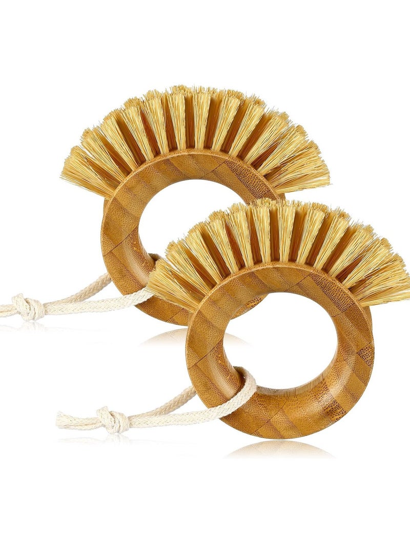 Excefore 2 Pcs Vegetable Cleaning Brushes, Bamboo Potato and Fruit Scrubber Brushes, Eco-Friendly Kitchen Scrubbers for Cleaning Food, Fruits, and Vegetables, Brown  - Image 1