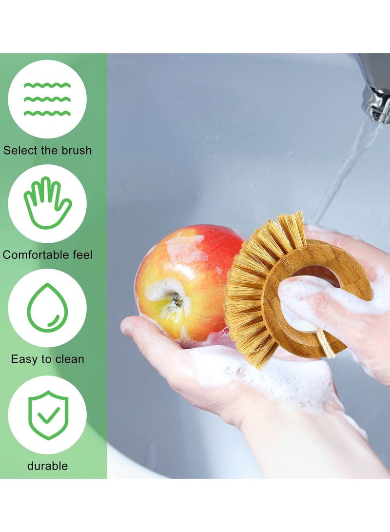 Excefore 2 Pcs Vegetable Cleaning Brushes, Bamboo Potato and Fruit Scrubber Brushes, Eco-Friendly Kitchen Scrubbers for Cleaning Food, Fruits, and Vegetables, Brown  - Image 3