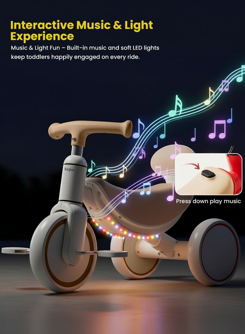 BAYBEE Baby Tricycle for Kids | Childrens Tricycle with Dazzling Light & Music, Durable Sturdy Frame & 3 Wheels Safe Design Kids Tricycle | Baby Cycle Kids Cycle | Easy to Assemble | Baby Tricycle for Children 2 to 5 Years Boy Girl White - Image 3