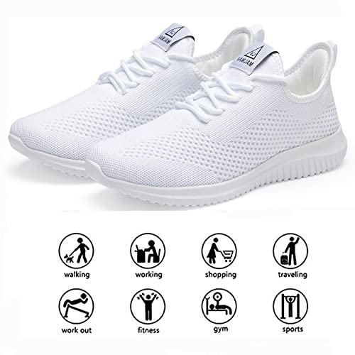 VAMJAM Men's Running Shoes Ultra Lightweight Breathable Walking Shoes Non Slip Athletic Fashion Sneakers Mesh Workout Casual Sports Shoes White Size 10.5 - Image 4