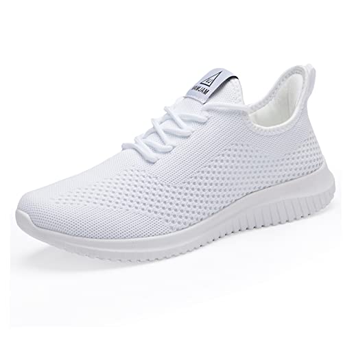 VAMJAM Men's Running Shoes Ultra Lightweight Breathable Walking Shoes Non Slip Athletic Fashion Sneakers Mesh Workout Casual Sports Shoes White Size 10.5 - Image 1
