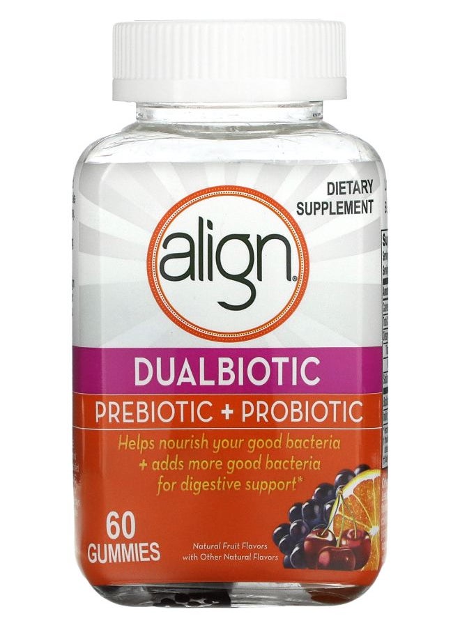 Align Probiotics Dualbiotic Prebiotic + Probiotic Natural Fruit 60 Gummies 