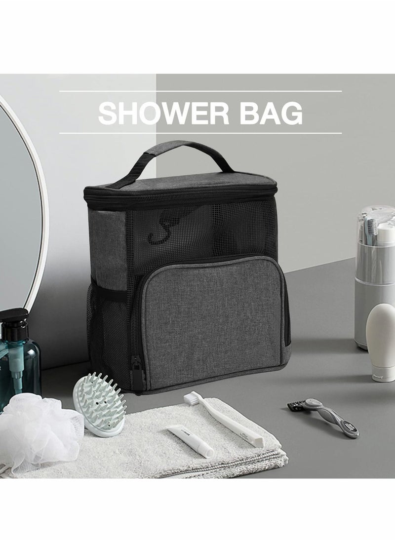SYOSI - Shower Mesh Caddy Bag, Portable Shower Caddy for College Dorm Travel, Separate Compartment, Large Capacity, Quick Dry Mesh Base, Hanging Toiletry Bath Bag for Student. - Image 1
