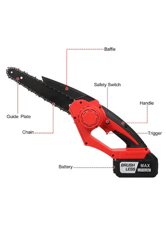 Generic - Brushless Mini Chainsaw Cordless 8 Inch, Super Powerful Hand Saw with 3.0Ah Battery, 1 Hour Run-Time Electric Chainsaw, Small Handheld Chainsaw for Wood Cutting Tree Trimming - Image 1