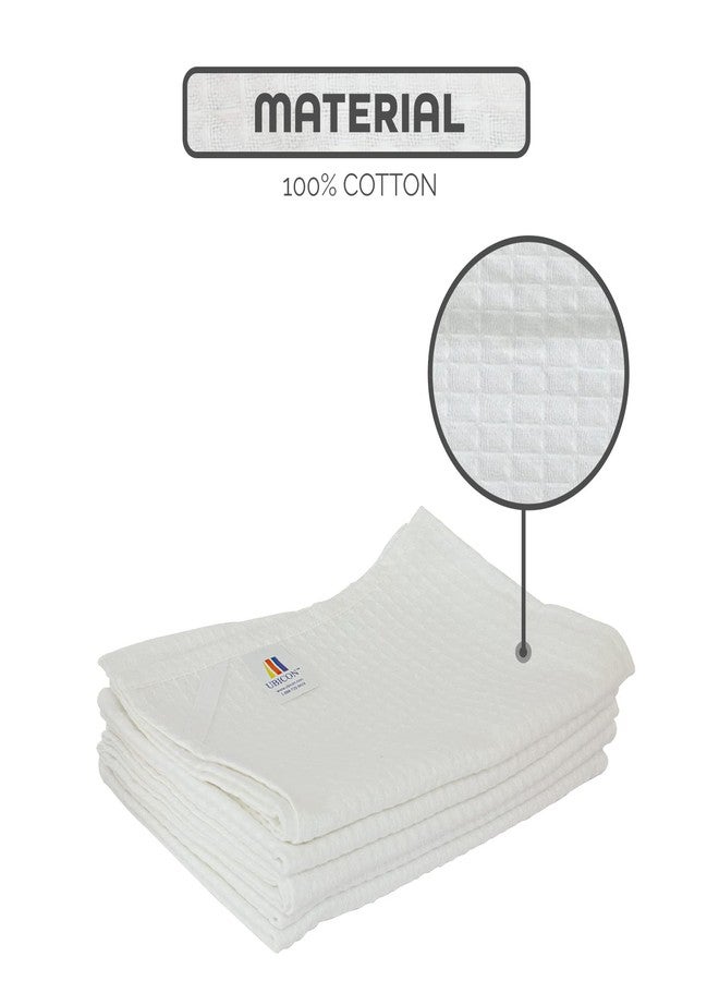UBICON 100% Organic, Thin, Soft and Climate Friendly Cotton White Towels (30" X 22") Featuring Waffle Wave Design for Extra Absorbency, Cleaning Power and Durability (5) - Image 3