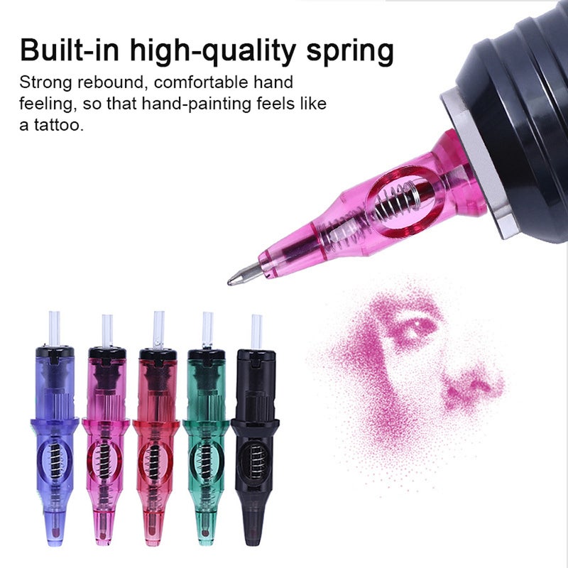 Tattoo Ball Point Pen: 20 Pcs Black Set With One-Piece Needle - Transparent Housing For Ink Track Observation Tattoo Practice Pen For Beginners And Tattoo Artists - Image 4
