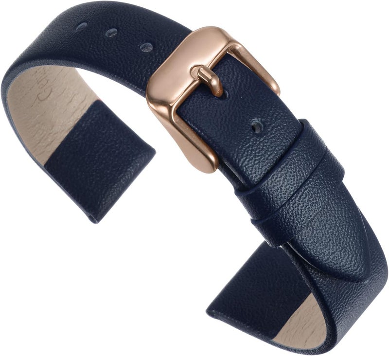 QUARKZMAN Leather Watch Strap Watch Leather Strap Watch Straps Flat Thin Elegant Leather Watch Strap Buckle for Smartwatch Men Women Men Women - Image 1