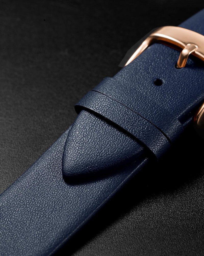 QUARKZMAN Leather Watch Strap Watch Leather Strap Watch Straps Flat Thin Elegant Leather Watch Strap Buckle for Smartwatch Men Women Men Women - Image 4