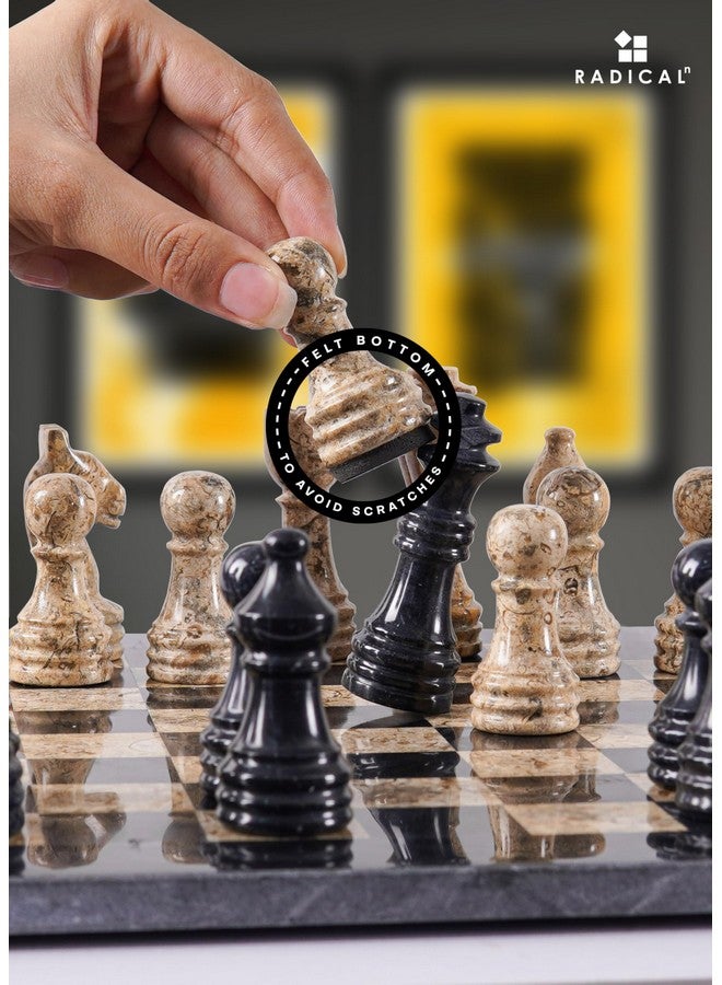 Radicaln Marble Chess Set 12 Inches Black and Coral Handmade Chess Outdoor Games 1 Chess Board & 32 Pieces 2 Player Games for Adults - Board Game - Image 5