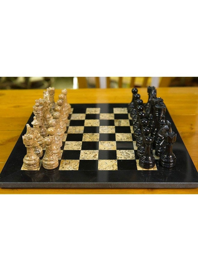 Radicaln Marble Chess Set 12 Inches Black and Coral Handmade Chess Outdoor Games 1 Chess Board & 32 Pieces 2 Player Games for Adults - Board Game - Image 2