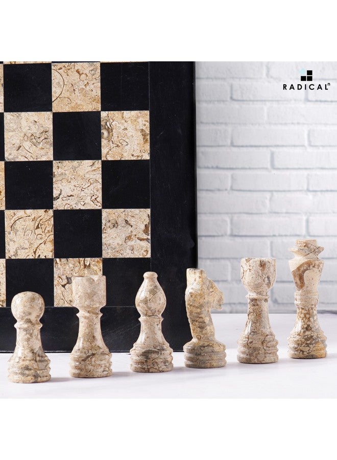 Radicaln Marble Chess Set 12 Inches Black and Coral Handmade Chess Outdoor Games 1 Chess Board & 32 Pieces 2 Player Games for Adults - Board Game - Image 3