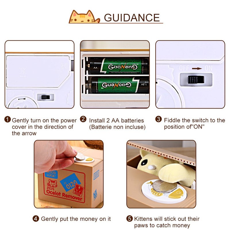 Automatic Cat Stealing Money Bank Piggy Bank Saving Box Children Birthday Gift - Image 5