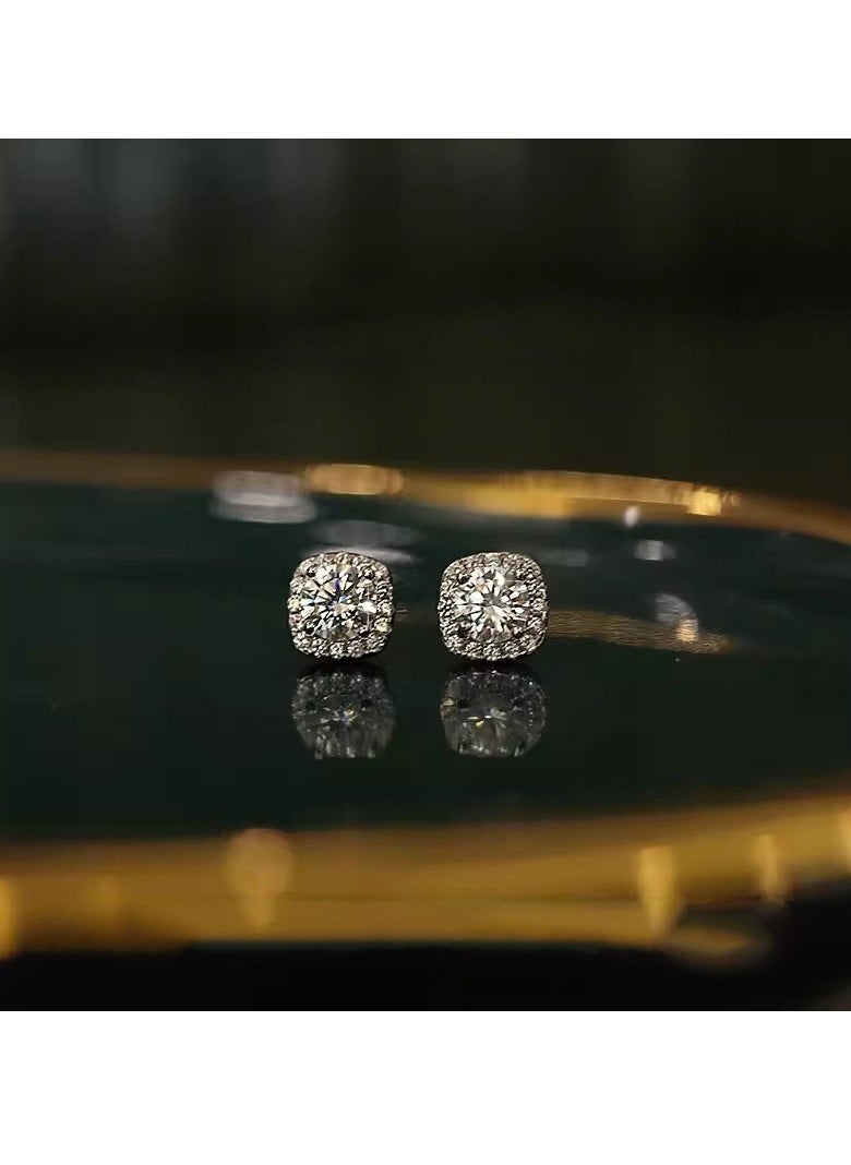 xozgdovg Mosan diamond stud earrings large square zirconium commuter earrings for girls  - Image 2