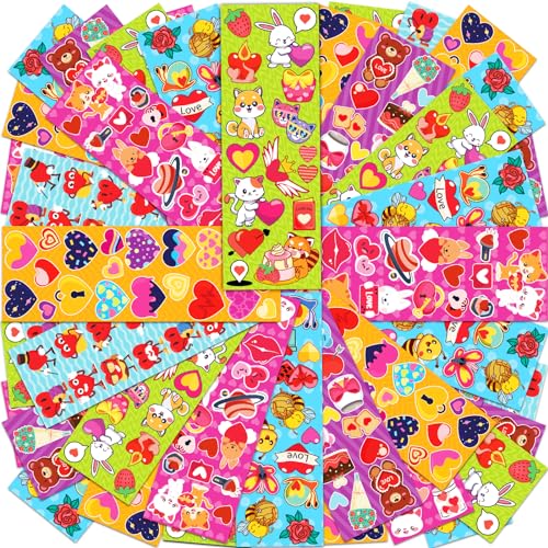 Benresive 2020 Pcs Valentines Day Stickers for Kids Classroom 120 Sheet Cute Water Bottle Stickers Valentines Party Favors Bulk Gifts for Kids Classroom Pack - Image 1
