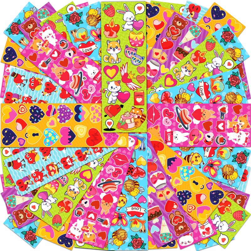 Benresive 2020 Pcs Valentines Day Stickers for Kids Classroom 120 Sheet Cute Water Bottle Stickers Valentines Party Favors Bulk Gifts for Kids Classroom Pack - Image 2