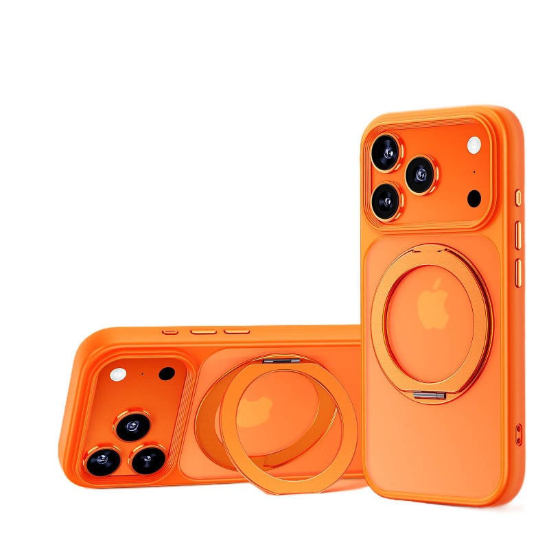 MagSafe iPhone 15 Pro Max Drop Protection TPU + PC Case for iPhone 15 15 Plus 15 Pro 15 Pro Max with Kickstand and 360° Rotating Bracket in Orange - Image 2