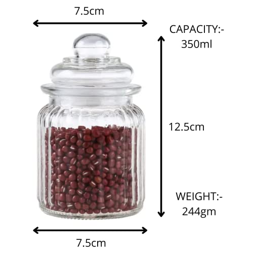MUAC Glass Container Jar With Lid For Kitchen Small Jars For Kitchen Storage Pop Jar Glass Jar Food Storage Containers For Storing Spices,Jam,Honey,Aachar,Sugar,Coffee Beans(350Mll)(12Pc),Transparent - Image 2