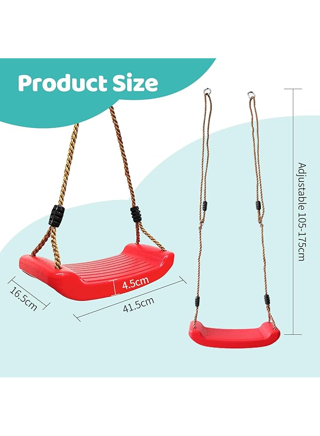 Sumkyle Plastic Swing Seat Kids Swing Seat With Adjustable Rope And 2 Carabiners Outside Swing Seat Strong Tree Swing For Playground Backyard Holds100Kg For 3 10 Years Kids Children - Image 3