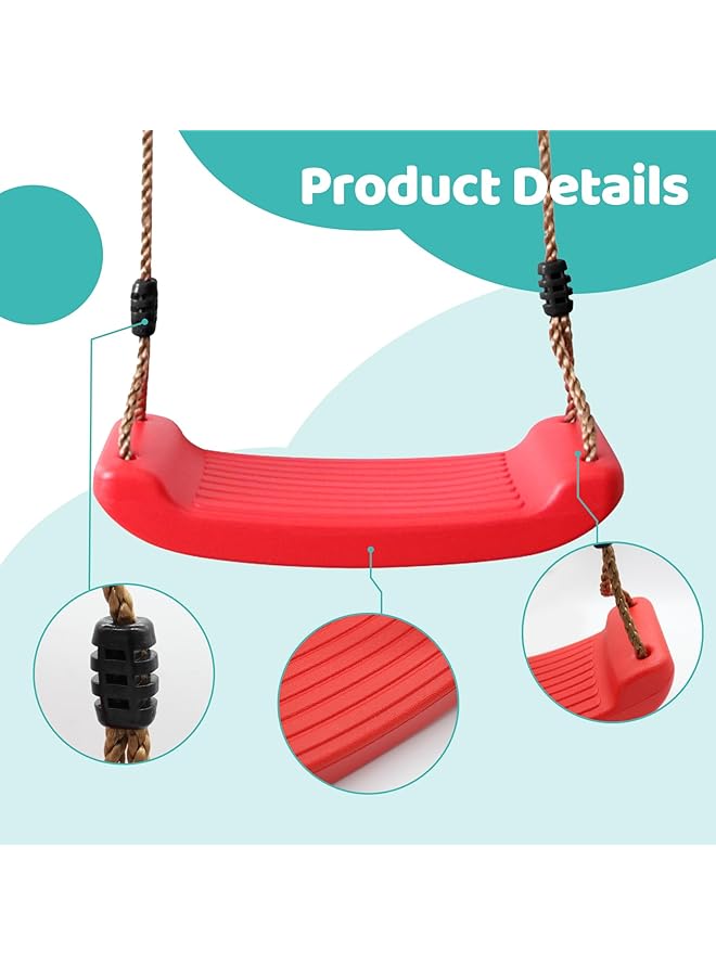 Sumkyle Plastic Swing Seat Kids Swing Seat With Adjustable Rope And 2 Carabiners Outside Swing Seat Strong Tree Swing For Playground Backyard Holds100Kg For 3 10 Years Kids Children - Image 2