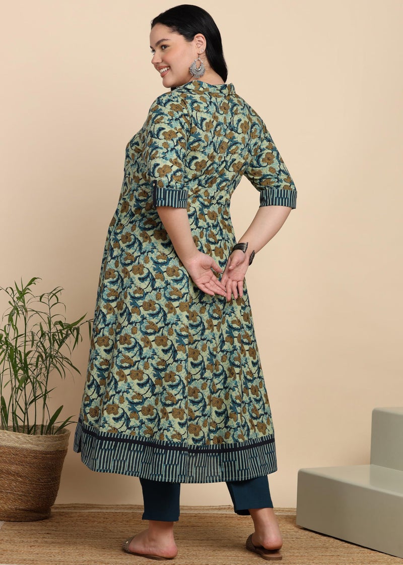 Yash Gallery Women's Cotton Printed Regular Fit Anarkali Kurta for Women Multicolour - Image 4