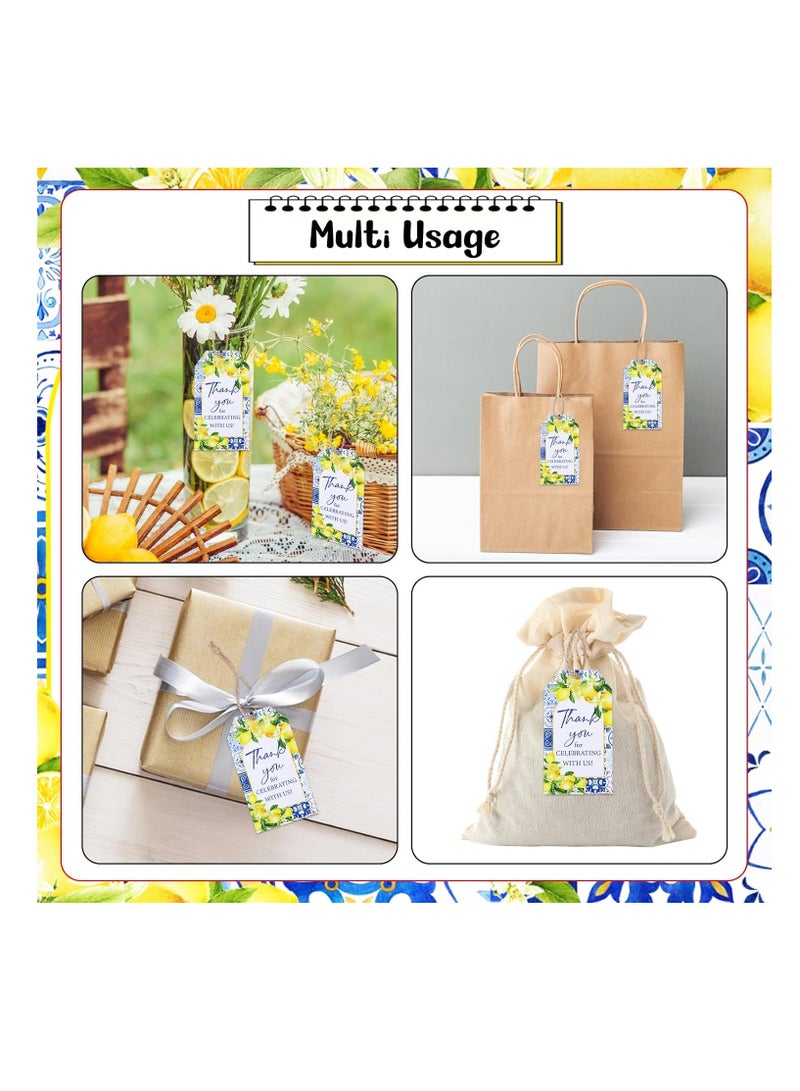 50 قطعة من كروت علامات الشكر بالليمون ، علامات هدايا ديكور حفل استقبال الطفل بالليمون باللون الأزرق والأصفر لحفلات الزفاف الصيفية ذات الطابع الليموني وحفلات توديع العزوبية - Image 4