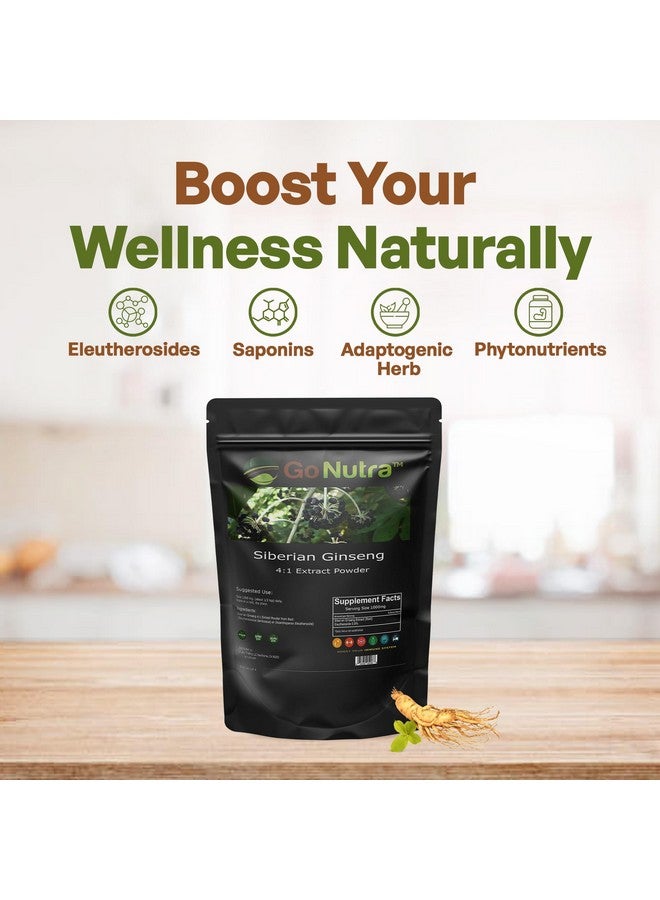 Go Nutra Siberian Ginseng Powder 4:1 Extract 4X Times Stronger Non-GMO 1lb (16 oz) Eleuthero Root - Image 2