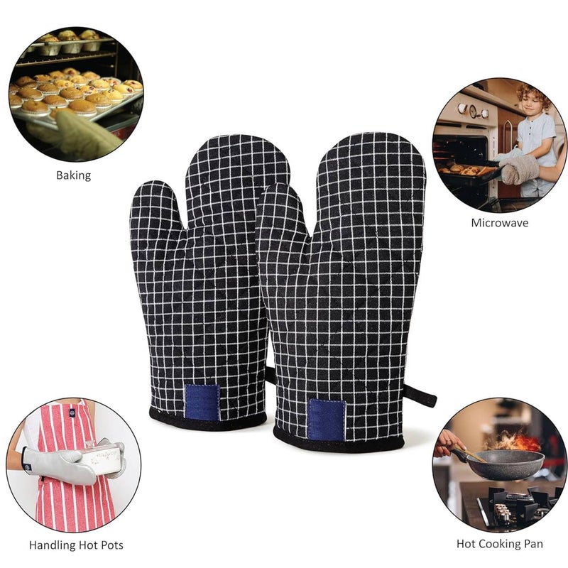 Prostuff.in Prostuff.in® Oven Gloves for Microwave (2 Pc Set) - Heat Proof, Thick & Safe | Longer 17x29 Cm Mittens for Protection in Kitchen Cooking & Baking - Butcher Checks Multicolor  - Image 3