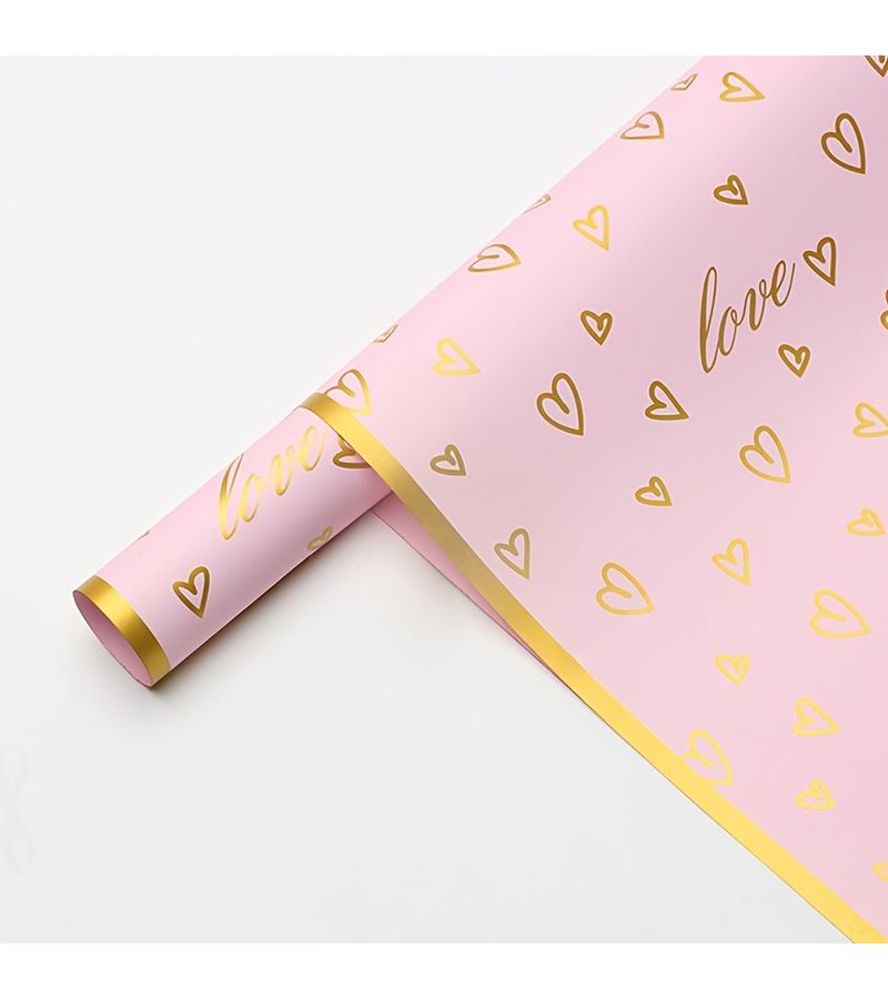 White Golden 10 Sheets Lovely Heart Foil Flower Wrapping Paper for Florists - Image 5