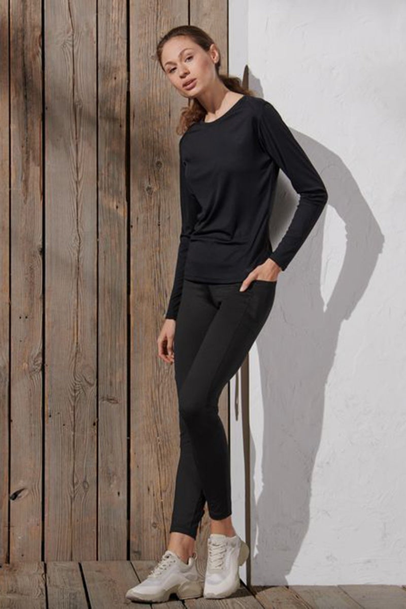 Tchibo Women Sportswear Fit Solid Training Leggings, Black - Image 1