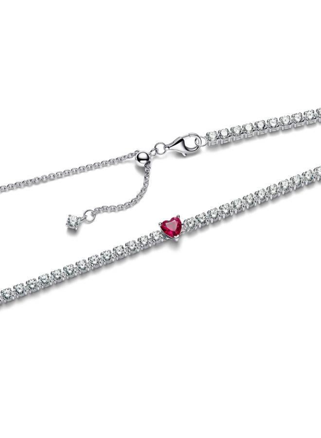 PANDORA Heart sterling silver choker necklace with cherries jubilee red crystal and clear cubic zirconia - Image 2