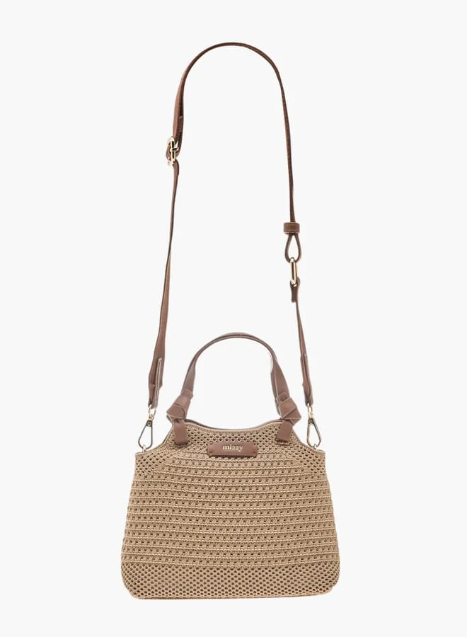 ميسي Women Textured Shoulder Bag with Detachable Strap and Pouch