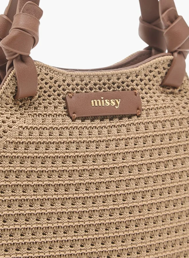 ميسي Women Textured Shoulder Bag with Detachable Strap and Pouch