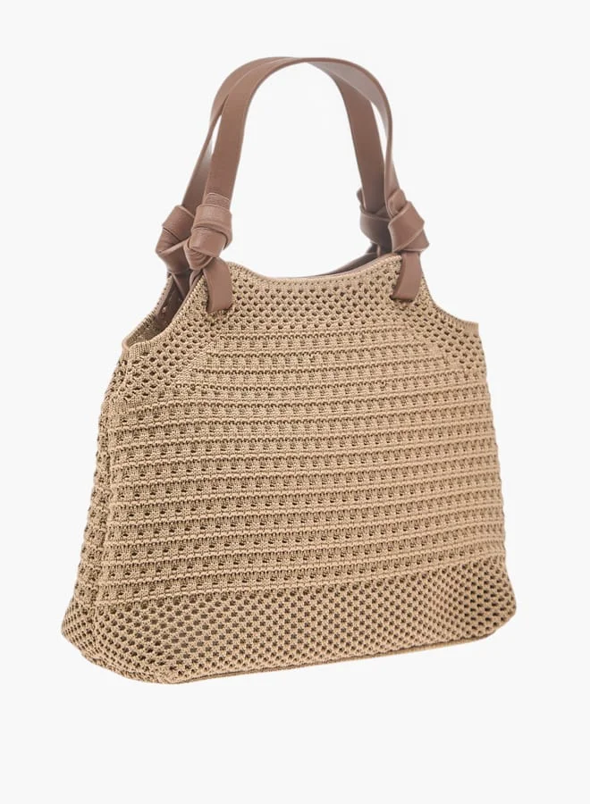 ميسي Women Textured Shoulder Bag with Detachable Strap and Pouch