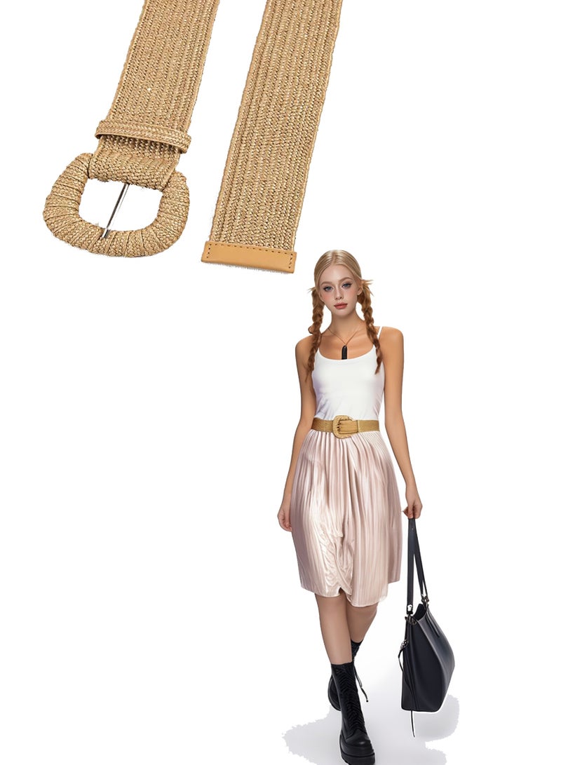 Women's woven belt, brown - Image 3