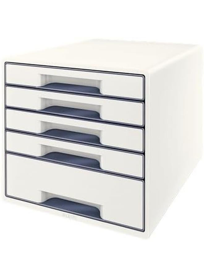 LEITZ Cube Drawer Box With 4 Drawers White Grey A4 With Transparent Drawer Insert Wow 52142001 - Image 2