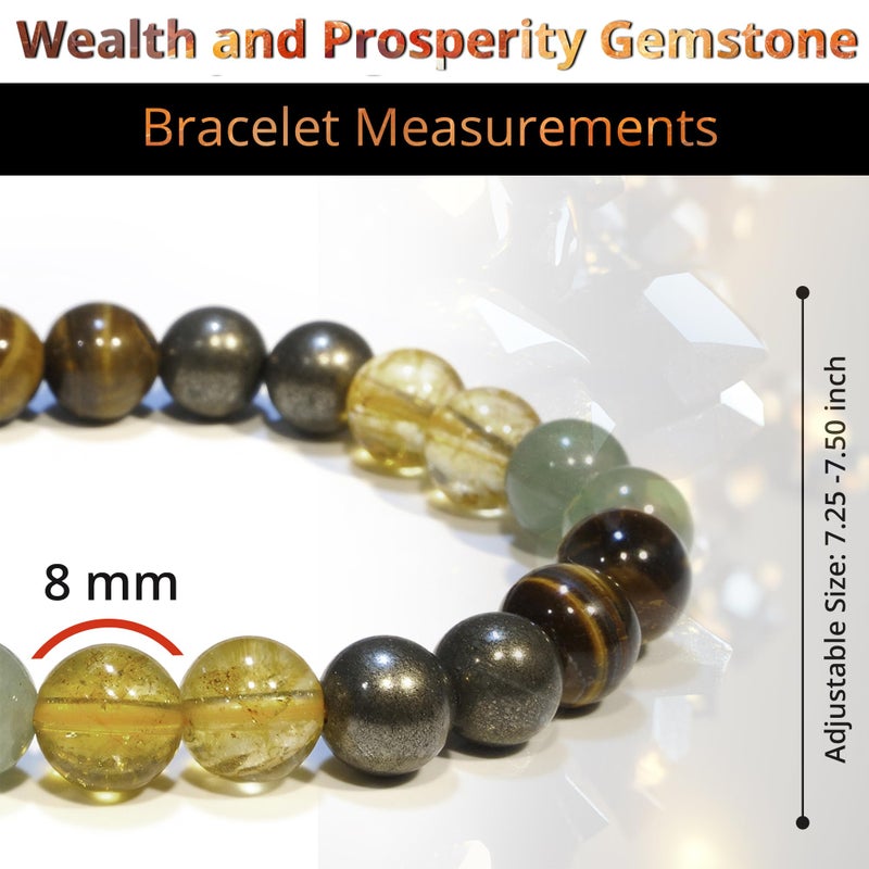 ANAYA AGATE Money Attraction Bracelet for Wealth, Prosperity & Success â€“ Abundance & Good Luck Feng Shui Bracelet with Pyrite, Citrine, Tiger Eye & Green Aventurine Crystals for Women & Men - Image 2