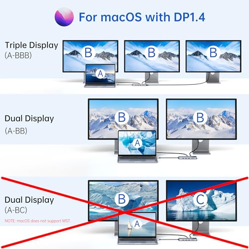 LIONWEI Laptop Docking Station 13 in 1 - Dual HDMI+DisplayPort+10Gbps, 6 USB C/A, 100W PD, Ethernet, SD/TF, Audio, USB C Hub for MacBook/Dell/HP/Surface - Image 4