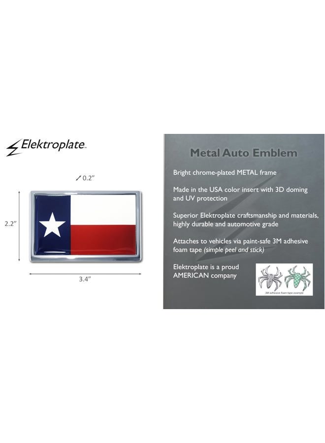 Elektroplate Small Texas Flag Chrome Auto Emblem - Image 4
