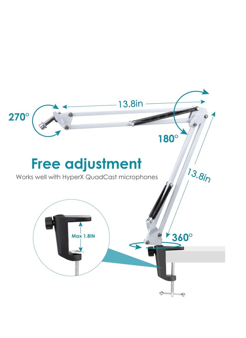 YOUSHARES White Boom Arm for HyperX QuadCast S - White Mic Arm Compatible with Hyperx Quadcast White Microphone, Premium White QuadCast S Microphone Boom Arm Stand by YOUSHARES  - Image 3